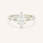 White Gold Levana Marquise Diamond Twist Accented Engagement Ring front view on white background