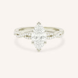 White Gold Levana Marquise Diamond Twist Accented Engagement Ring front view on white background