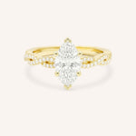Yellow Gold Levana Marquise Diamond Twist Accented Engagement Ring front view on white background