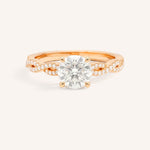 Rose Gold Levana Round Diamond Twist Accented Engagement Ring front view on white background