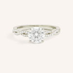 White Gold Levana Round Diamond Twist Accented Engagement Ring front view on white background