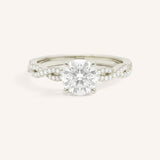 White Gold Levana Round Diamond Twist Accented Engagement Ring front view on white background