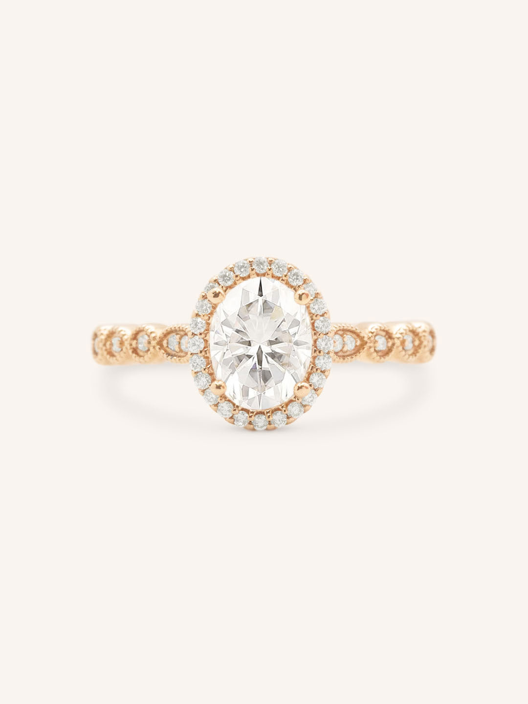 Claire Oval Diamond Halo Vintage-Style Engagement Ring