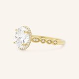 Claire Oval Diamond Halo Vintage-Style Engagement Ring