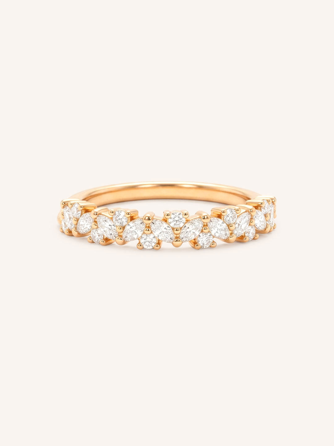 Rose gold Pennywell diamond anniversary band front view on white background