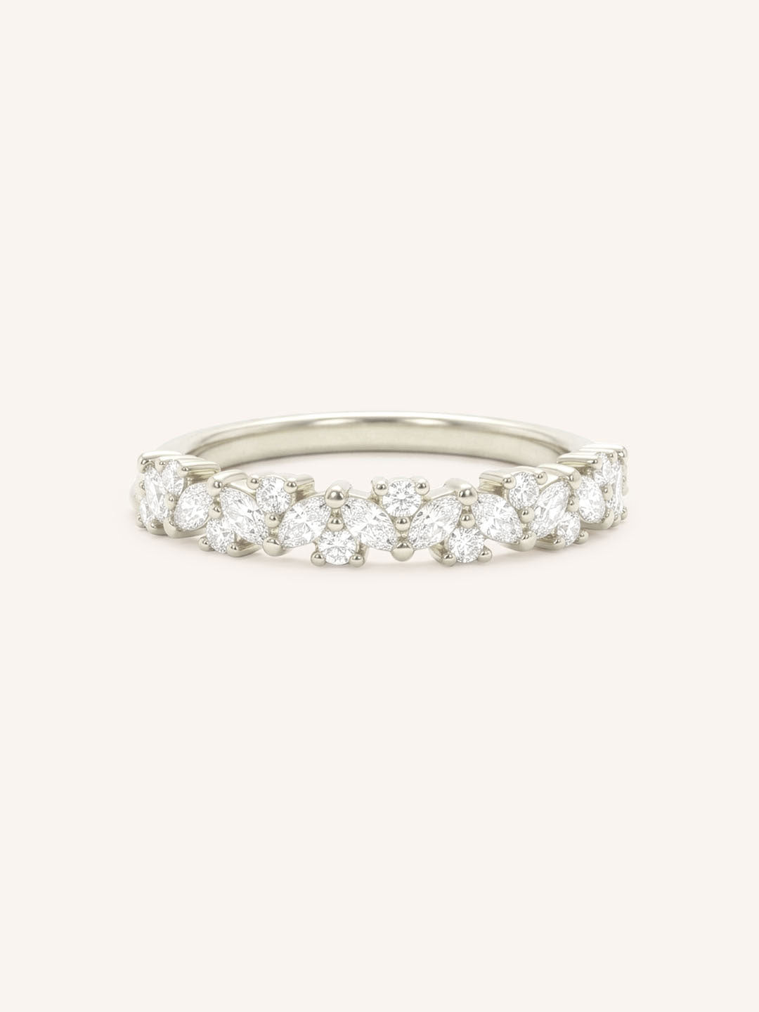 White gold Pennywell diamond anniversary band front view on white background