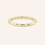 Yellow gold diamond eternity wedding band back view on white background