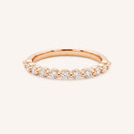 Rose gold Maisi round diamond eternity wedding ring, front view, on white background