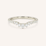 White gold Whitney curved diamond wedding band front view on white background