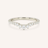 White gold Whitney curved diamond wedding band front view on white background