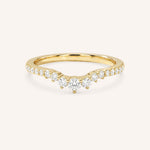 Yellow gold Whitney curved diamond wedding band front view on white background