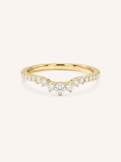 Yellow gold Whitney curved diamond wedding band front view on white background