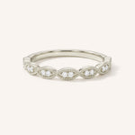 White gold Loubet milgrain diamond wedding band front view on white background