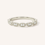 White gold Loubet milgrain diamond wedding band front view on white background