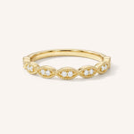 Yellow gold Loubet milgrain diamond wedding band front view on white background