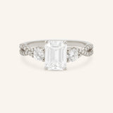 Lindey Emerald Cut Three Stone Diamond Engagement Ring