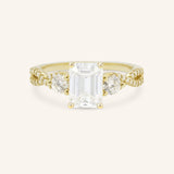 Lindey Emerald Cut Three Stone Diamond Engagement Ring