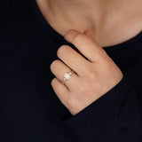 Lindey Emerald Cut Three Stone Diamond Engagement Ring