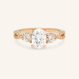 Lindey Oval Three Stone Diamond Engagement Ring