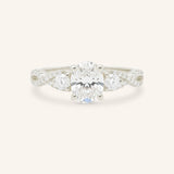 Lindey Oval Three Stone Diamond Engagement Ring