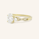 Lindey Oval Three Stone Diamond Engagement Ring