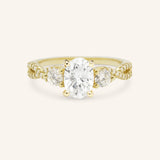 Lindey Oval Three Stone Diamond Engagement Ring