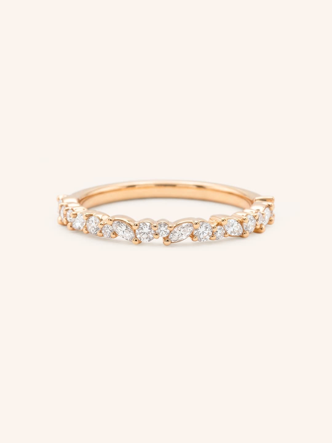 Rose gold Mandana diamond anniversary band front view on white background