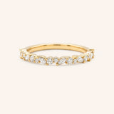 Yellow gold Mandana diamond anniversary band front view on white background