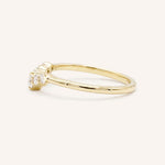 Yellow Gold Curved Diamond Wedding Band, side view, on white background