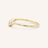 Yellow Gold Curved Diamond Wedding Band, side view, on white background
