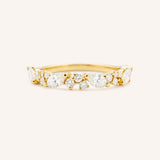Yellow gold Kamaria diamond anniversary band front view on white background