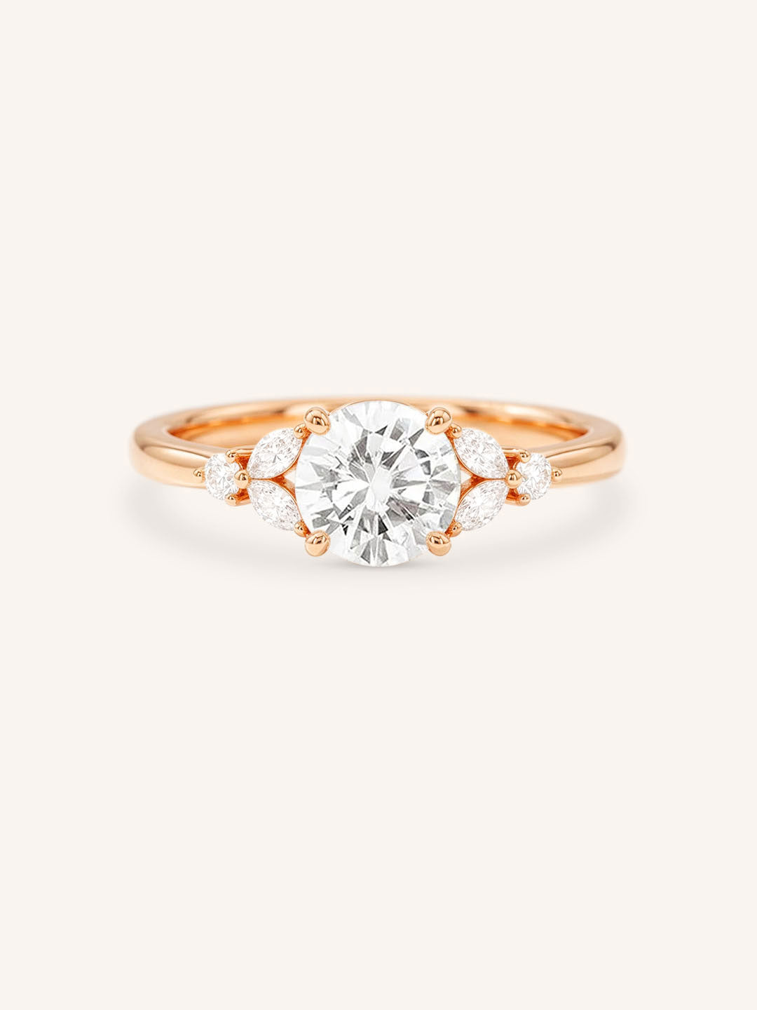 Rose gold Kyle round diamond engagement ring front view on white background