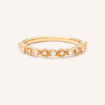 Rose Gold Bayberry Milgrain Edge Diamond Anniversary Band front view on white background