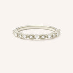 White Gold Bayberry Milgrain Edge Diamond Anniversary Band front view on white background