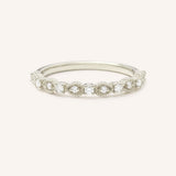 White Gold Bayberry Milgrain Edge Diamond Anniversary Band front view on white background