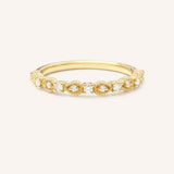 Yellow Gold Bayberry Milgrain Edge Diamond Anniversary Band front view on white background