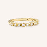 Yellow Gold Bayberry Milgrain Edge Diamond Anniversary Band side view on white background