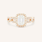 Bonnie Bell Emerald Cut Diamond Infinity Halo Engagement Ring
