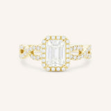 Bonnie Bell Emerald Cut Diamond Infinity Halo Engagement Ring
