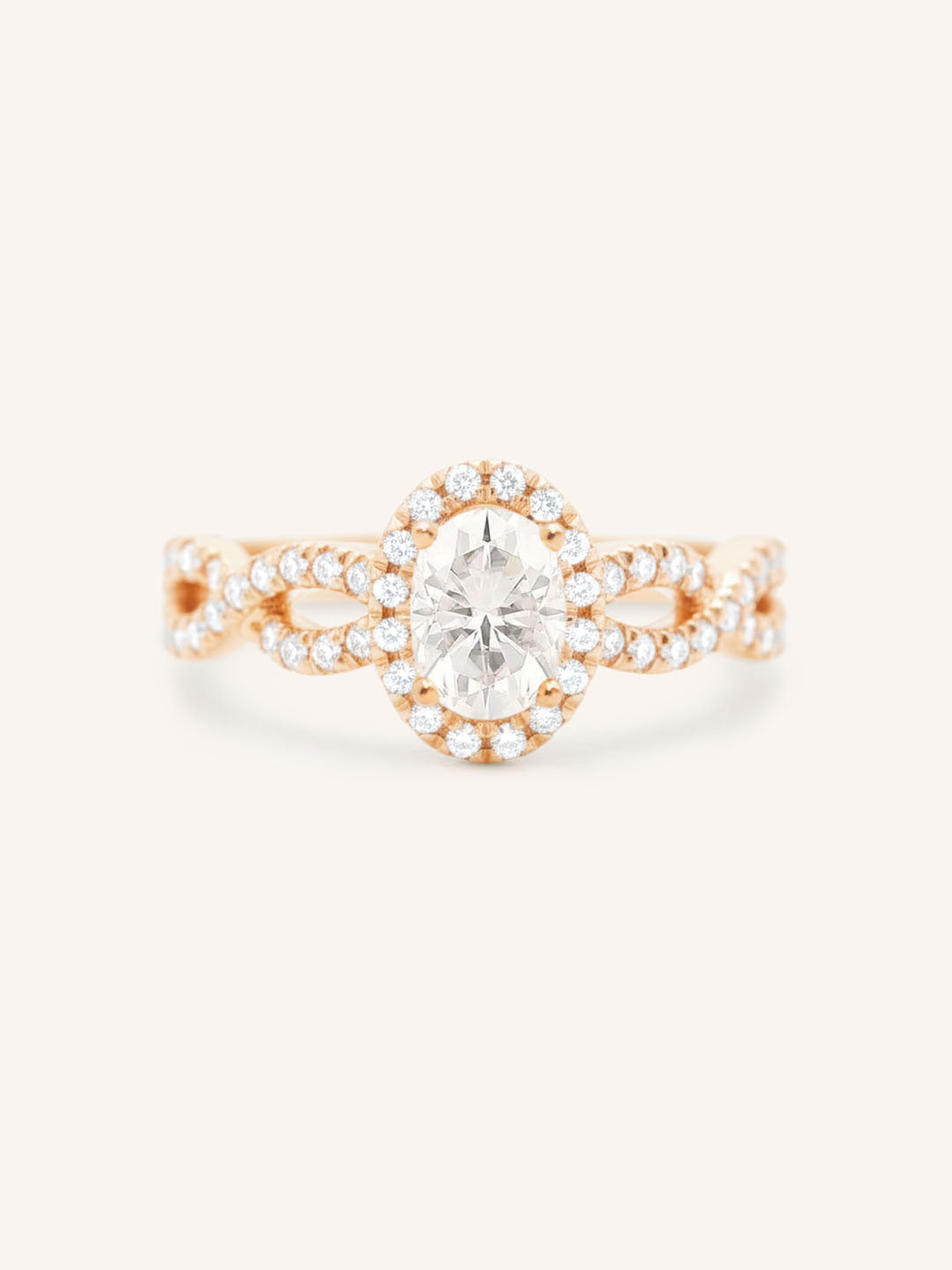 Bonnie Bell Oval Diamond Infinity Halo Engagement Ring