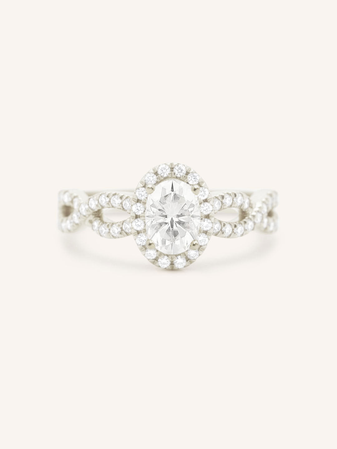 Bonnie Bell Oval Diamond Infinity Halo Engagement Ring