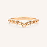 Scalloped Milgrain Chevron Stackable Ring
