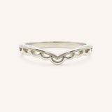 Scalloped Milgrain Chevron Stackable Ring