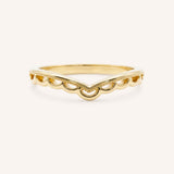 Scalloped Milgrain Chevron Stackable Ring