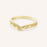 Scalloped Milgrain Chevron Stackable Ring