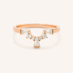 Rose gold Gillespie curved diamond wedding band front view on white background