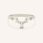 White gold Gillespie curved diamond wedding band front view on white background
