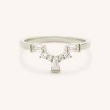 White gold Gillespie curved diamond wedding band front view on white background