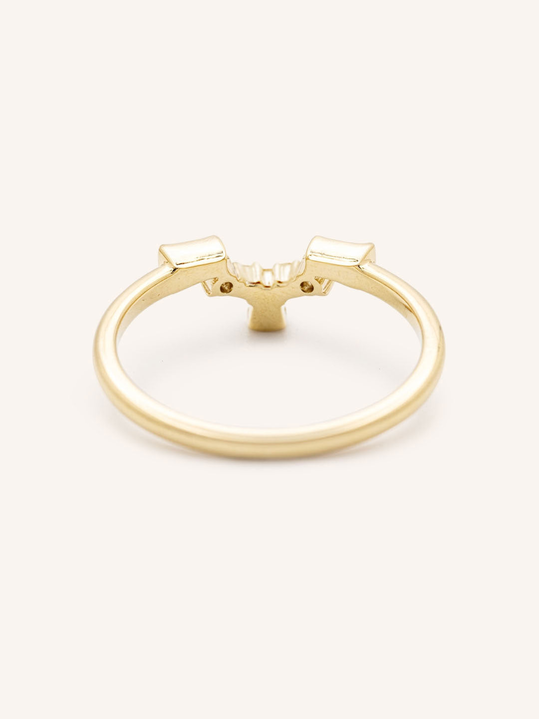 Yellow gold Gillespie curved diamond wedding band back view on white background