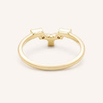 Yellow gold Gillespie curved diamond wedding band back view on white background